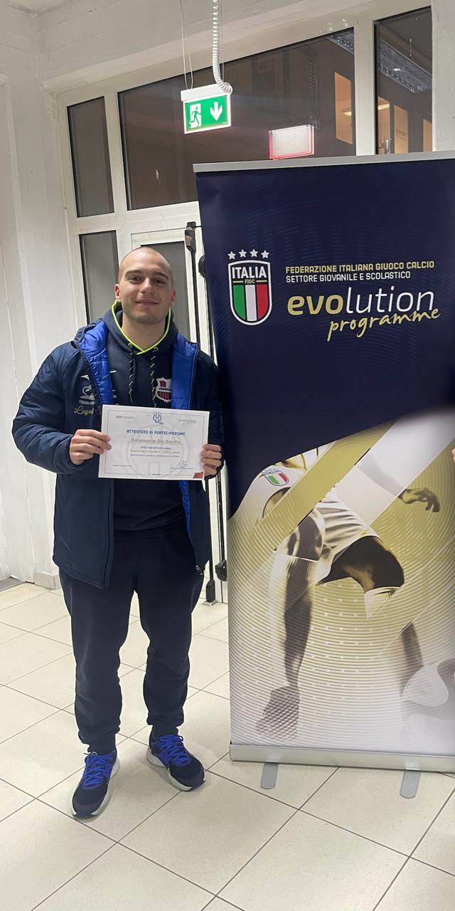 Emanuele De Sanctis with FIGC certificate